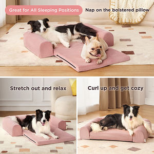 2024 Neue Version Hunde couch bett 2 in 1 Memory Foam Erweiterbares Kissen Ortho pä dische Unterstützung Rosa Wasserdichtes großes Hunde bett - Product Image 6