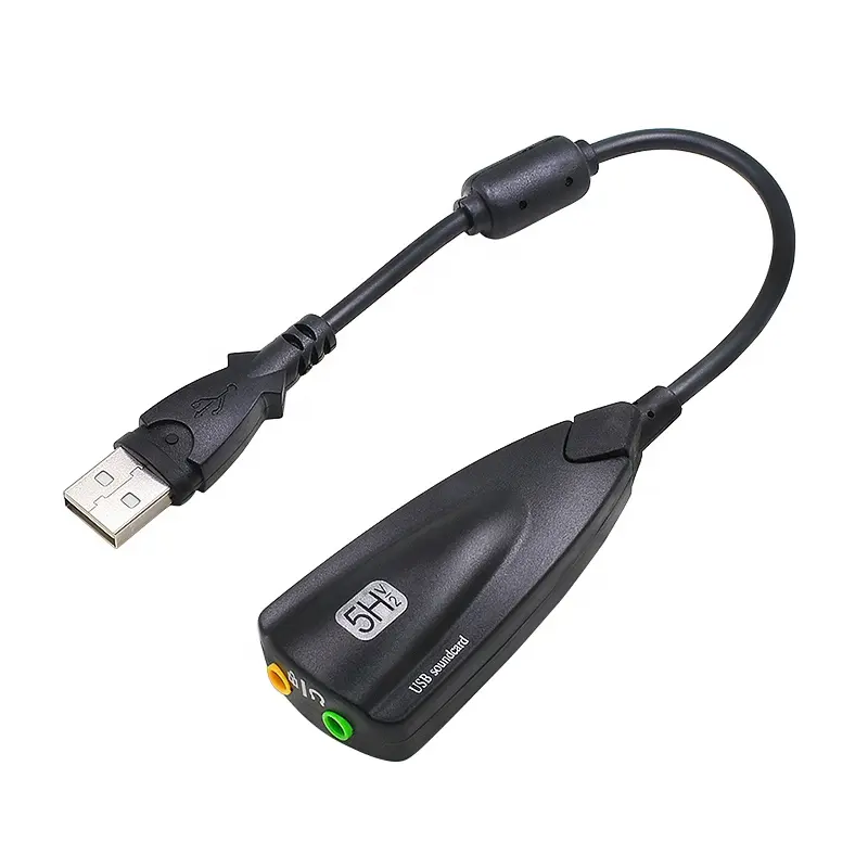 Tarjeta de sonido USB 5HV2 externo USB a 3D 7,1 canales estéreo Audio tarjeta de sonido Adaptador convertidor con micrófono estéreo