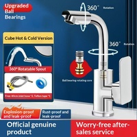 Robinet de lavabo de salle de bain moderne à poignée unique chromé, à poser sur le plan, avec bec rotatif et installation monotrou
