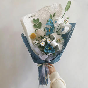 Decoración hecha a mano simulación macetas plantas flores tejidas artificiales eterno hilo de lana Margarita girasol flores de punto - Product Image 5