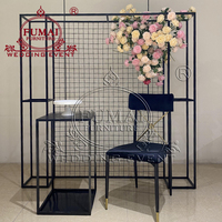 Événement moderne Fournitures de fête de mariage Cadre en métal Fond de fleur Mur Toile de fond noire