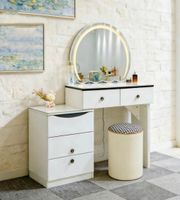 Table de maquillage moderne pour chambre à coucher, gain de place, avec éclairage LED intégré, luminosité réglable, design écologique et durable