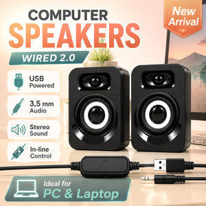 Computer Speakers <b>2.0</b> Channel <b>USB</b> Powered Wired Stereo Sound for PC Laptop - Product Image 1
