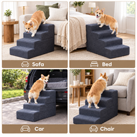 Rampe pour animaux de compagnie antidérapante à 5 marches pour petits chiens et chats avec housse en tissu amovible pliable, meubles pour la maison OEM