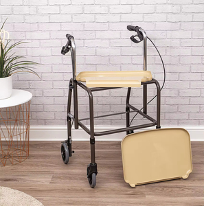 Déambulateur réglable en hauteur pour personnes âgées, chariot à 4 roues avec double plateau pour seniors, utilisation intérieure et cuisine - Product Image 5