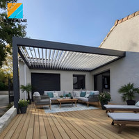 Pergola motorisée d'extérieur avec toit à lames orientables, télécommande, protection contre le vent, les insectes et les UV, pour restaurant, patio, terrasse