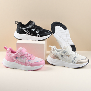 OLICOM özel Logo kızlar çocuklar ayakkabı kanca & döngü nefes PU Mesh Comofort EVA taban kaymaz çocuklar spor ayakkabılar moda Sneakers - Product Image 4