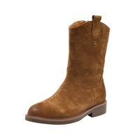 Bottines en daim à lacets pour femmes, talon bas, semelle en caoutchouc, pour l'hiver
