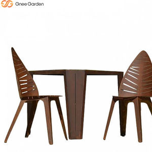 Silla Hueca Moderna de Acero Corten con Diseño de Vetas de Hoja, Resistente al Óxido, Mueble de Exterior de Alta Gama para Jardín, Taller, Patio y Paisajismo - Product Image 4