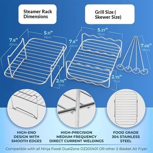 Ensemble d'<span class=keywords><strong>accessoires</strong></span> pour friteuse à <span class=keywords><strong>air</strong></span> <span class=keywords><strong>Ninja</strong></span> : revêtement en silicone réutilisable et grilles de cuisson pour <span class=keywords><strong>accessoires</strong></span> de cuisine - Product Image 4
