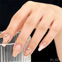 Uñas Postizas Color Rosa Dorado con Punta Francesa, Uñas Reutilizables Largas en Forma de Ataúd, 24 Piezas
