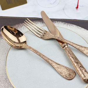 Luxurious Three-piece Rose <strong>Gold</strong> <strong>Set</strong> of Tableware Stainless Steel Tableware Steak Knife Spoon and Fork - Product Image 3