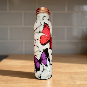Taza de Viaje de Cobre con Diseño Personalizado de Estrellas/Flores, Artesanía, Aislamiento de 12-24 Horas, Funda de Silicona Aislante, Regalo para Oficina - Product Image 1