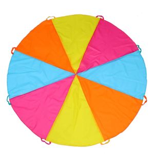 Parachute de gymnastique arc-en-ciel de 6 pieds pour enfants, avec poignées, pour jeux d'équipe et coopératifs en salle et en extérieur - Product Image 1