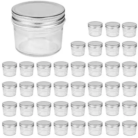 40 pack glass mason jar 4oz in bulk with silver or gold lid for canning, preserving