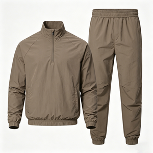Chaqueta Cortavientos Deportiva Personalizada para Hombre, Ultraligera, con Media Cremallera, Impermeable, Reciclada, Conjunto Superior y Pantalón Jogger de Secado Rápido para Correr - Product Image 1