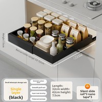 Étagère de rangement rétractable en acier au carbone pour tiroir d'armoire avec boîte de rangement coulissante pour vaisselle et casseroles, fixation au sol, sans installation requise
