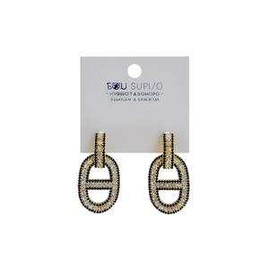 Pendientes de Cristal Bou Supi/O con Forma Geométrica, Chapados en Oro de 22k, Joyería de Lujo para Mujer para Fiestas - Product Image 1