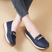 Mocassins pour femmes, nouveau style, bout fermé, chaussures décontractées à enfiler, antidérapantes, couleur unie, doublure en cuir confortable, matériau en caoutchouc PU