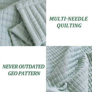 Chino barato rey blanco impermeable mezcla de microfibra de poliéster multi-aguja acolchado reina colcha edredones juego de cama - Product Image 4