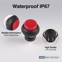 Interrupteurs à bouton-poussoir de type loquet rond de 12 mm, industriels, pour l'alimentation, étanches IP67