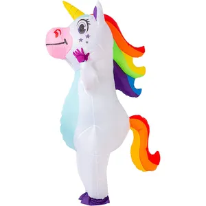 Desain Kustom Inflatable Bisnis Maskot Unicorn Wanita Kostum Fancy Gaun Blow Up Pakaian