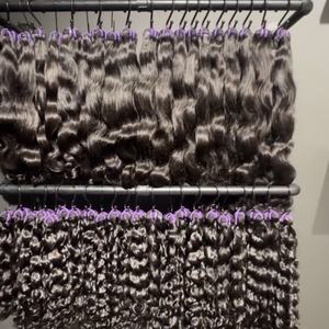 快速送货100% 生越南头发缅甸卷曲处女人类发束双纬批发价生头发供应商 - Product Image 1