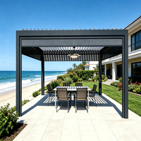 Pergola bioclimatique motorisée anti-corrosion en aluminium avec toit à lames orientables pour hôtel de plage, complexe hôtelier, espace repas extérieur