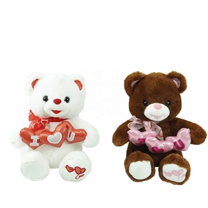 Decoración de San Valentín para Bodas, Oso de Peluche Relleno con Corazón Rojo, Juguete de Peluche Suave con Relleno de Algodón PP, Tamaños Personalizados - Product Image 1