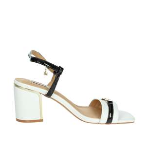 Sandales à talons Mariella Burani pour femme, blanc et noir, 51214, bout carré, talon bloc - Product Image 4