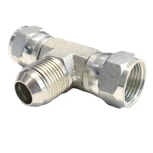 SAE carbon steel hydraulic transition joint adapter fitting JIC 37 flare fittings Female Swivel JIC To Male JIC tee hex nipple