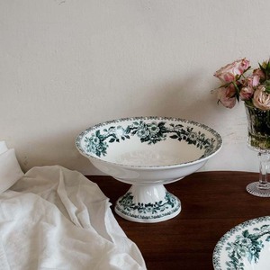 Assiette à fruits vintage en céramique de 10,6 pouces avec motif de roses vertes, style campagnard, support à pâtes italien pour les fêtes - Product Image 5