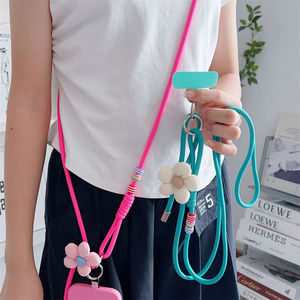 Korea Universal Braided Mobile Cell Phone Lanyard Strap Flower Hanging Chain Ring Cord with <strong>Patch</strong> Adjust Wrist Strap <strong>Detachable</strong> - Product Image 4