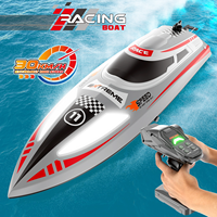 Barco teledirigido Flytec V003 2.4G de alta velocidad 25km/h, escala 1:16, alcance de 150m, refrigeración por agua, auto-nivelante, luz LED, control remoto