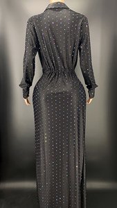 Moda brillante pietre piene nero <span class=keywords><strong>sera</strong></span> festeggia abito donna Prom vestito Sexy compleanno strass nero Costume - Product Image 3