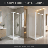 Porte de douche pivotante avec cadre blanc, verre trempé, cabine de douche carrée, sur mesure, vente en gros