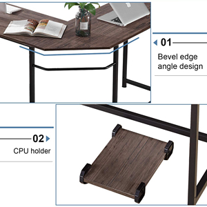 <span class=keywords><strong>Bureau</strong></span> d'ordinateur moderne en forme de L <span class=keywords><strong>avec</strong></span> support d'unité centrale réglable et espace d'<span class=keywords><strong>imprimante</strong></span> pour les postes de travail de <span class=keywords><strong>bureau</strong></span> à domicile - Product Image 4