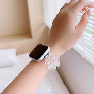 Pulsera de acero inoxidable con gemas para <span class=keywords><strong>Apple</strong></span> <span class=keywords><strong>Watch</strong></span> Band Series 8 7 <span class=keywords><strong>6</strong></span> SE 5 4 3, correa de reloj con cuentas de cristal de lujo para mujer - Product Image 5