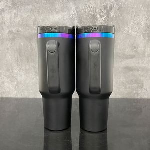 Gobelet isotherme personnalisé en acier inoxydable avec logo, revêtement en poudre bleu-violet chromé H2.0 40oz, écologique et isotherme - Product Image 4