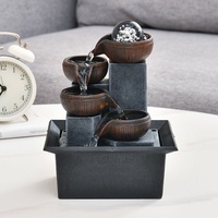 Fontaine d'eau rotative en résine Feng Shui pour la maison et le bureau, décoration artisanale, ornements à eau courante, petite fontaine pour salon