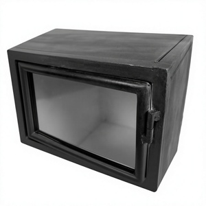 Vintage Style Metal Sideboard <b>Black</b> Glass Doors Storage <b>Cabinet</b> for Dining and <b>Living</b> <b>Room</b> Furniture - Product Image 5