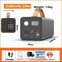 Alimentation électrique mobile d'extérieur 220V grande capacité 200W pour marché nocturne, camping, compatible ordinateur portable avec éclairage