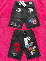 Shorts en jean déchirés pour hommes, taille mi-haute, coupe droite, en nylon/coton, délavage moyen, style décontracté d'été, vente en gros