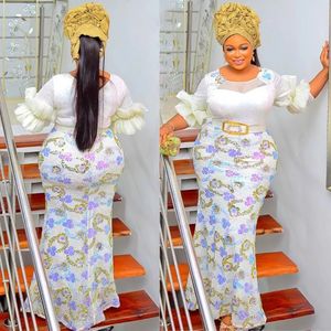 여성을위한 아프리카 드레스 2022 새로운 우아한 이브닝 드레스 플러스 사이즈 섹시한 슬림 웨딩 인어 가운 벨트 파티 옷 - Product Image 4