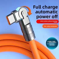 Câble de données pour téléphone en gel de silicone rotatif à 180°, connecteur coudé 120W compatible avec les câbles de charge rapide USB-C pour Android