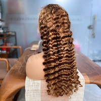 Perruque Lace Frontale 30 pouces en Cheveux Humains, Ondulations Profondes, Ombré Mèches Blond Miel, 13x4 HD, Faible MOQ Usine