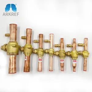 High and low temperature resistance two connections high frequency welding brass access valve 1/4 refrigeration ball