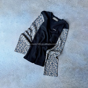 <b>Patchwork</b> Leopard Design Waffle Knit Long Sleeve High Quality Street Wear Custom Cotton Slim Waffle Thermal Long Sleeve <b>Shirt</b> - Product Image 4