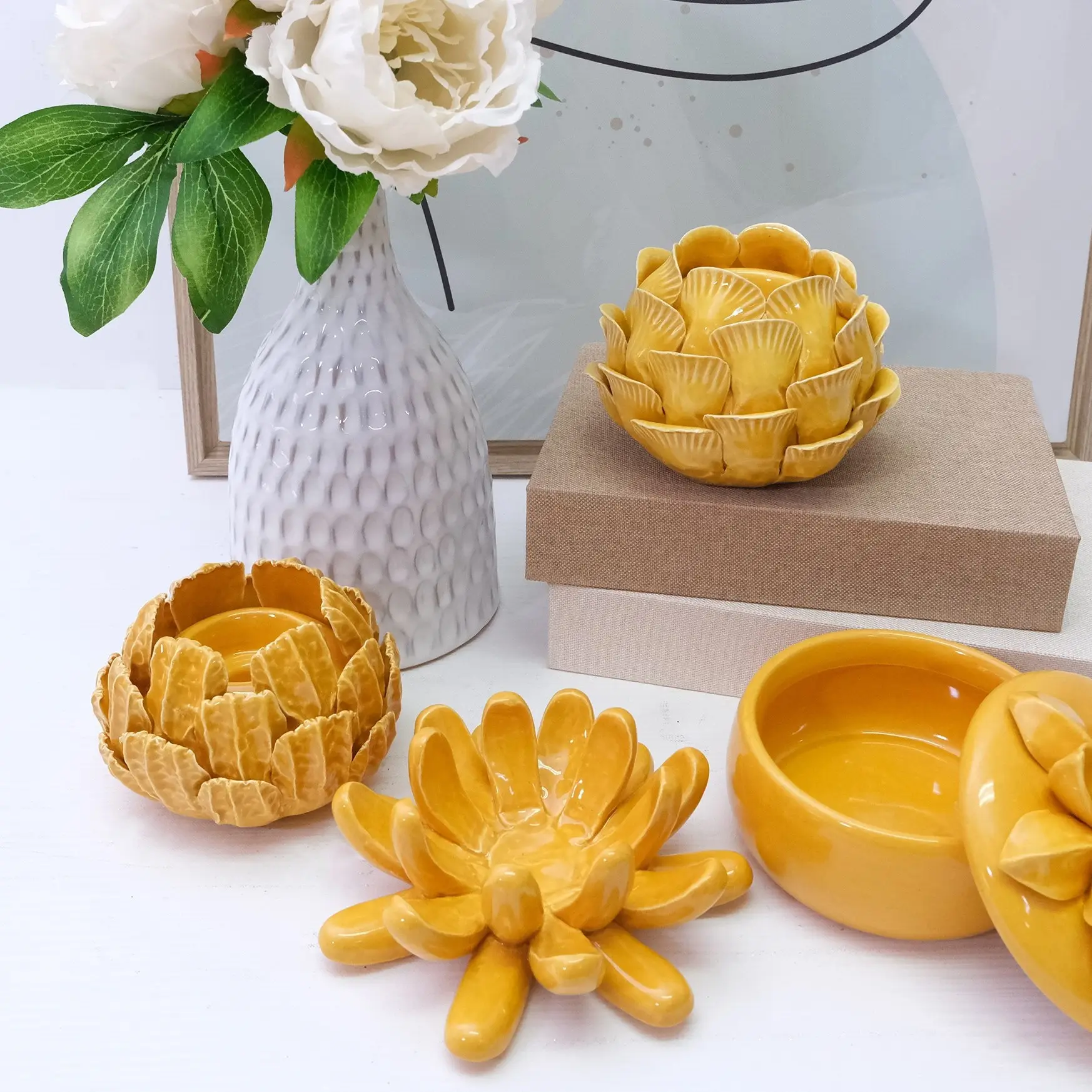 Keramik Blume Tee licht Lotus Form Tee licht Kerzenhalter