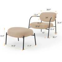 Chaise à bras en laine de chameau moderne, chaise d'accent fantaisie, chaise de loisirs blanche pour salon